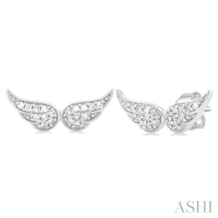 ASHI Angel Wings Petite Diamond Fashion Earrings 643N8PPTSERWG