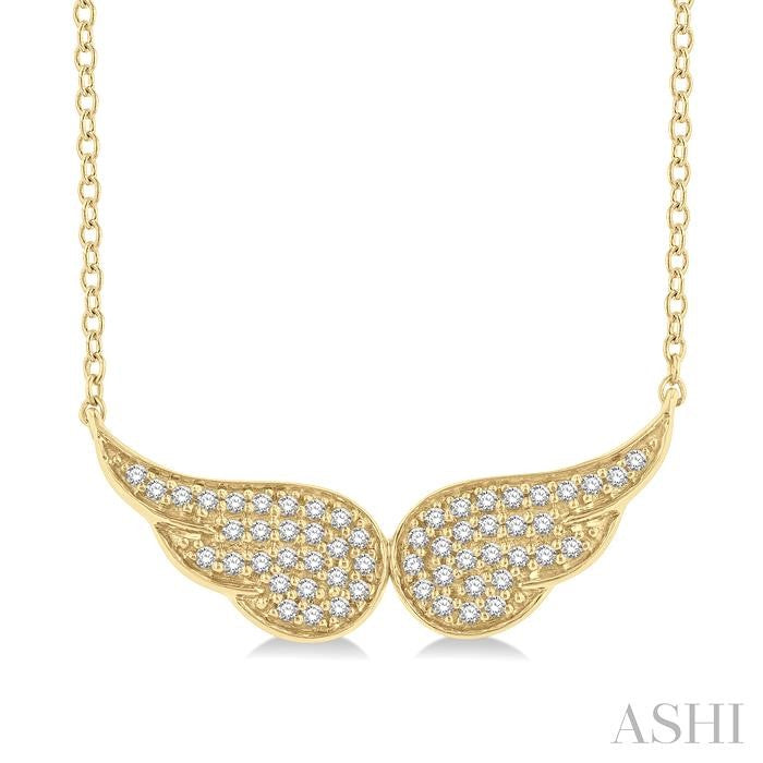 ASHI Angel Wings Petite Diamond Fashion Pendant 643N8PPTSPDYG