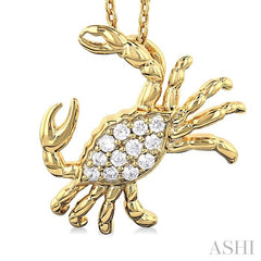 ASHI Crab Petite Diamond Fashion Pendant 643R9PPTSPDYG