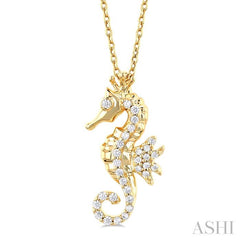 ASHI Seahorse Petite Diamond Fashion Pendant 643S8PPTSPDYG