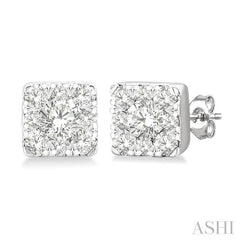 ASHI Princess Shape Lovebright Petite Diamond Fashion Earrings 643T8PPTGERWG-SQ
