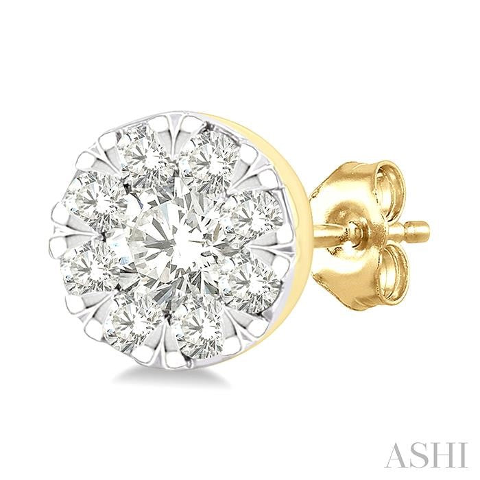 ASHI Round Shape Lovebright Petite Diamond Fashion Earrings 643T8PPTGERYG-RD