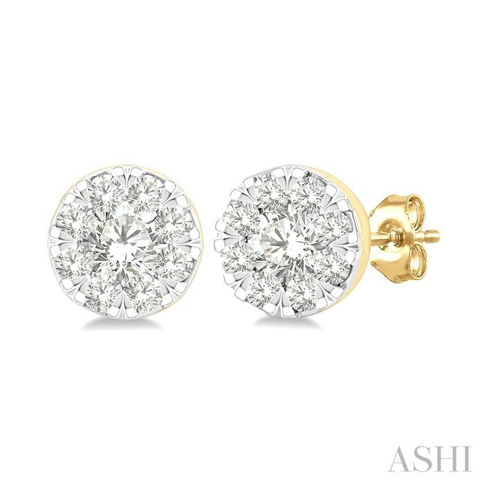 ASHI Round Shape Lovebright Petite Diamond Fashion Earrings 643T8PPTGERYG-RD
