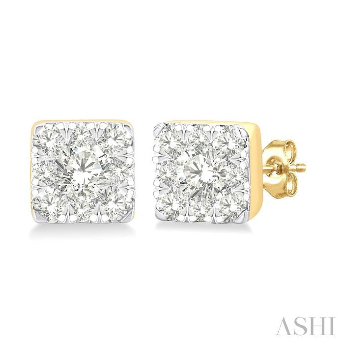 ASHI Princess Shape Lovebright Petite Diamond Fashion Earrings 643T8PPTGERYG-SQ