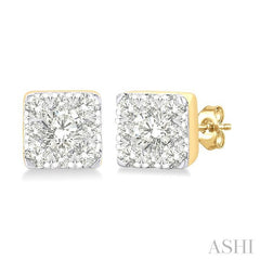 ASHI Princess Shape Lovebright Petite Diamond Fashion Earrings 643T8PPTGERYG-SQ