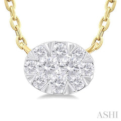 ASHI Oval Shape East-West Lovebright Petite Diamond Fashion Pendant 643T8PPTGPDYG-OV