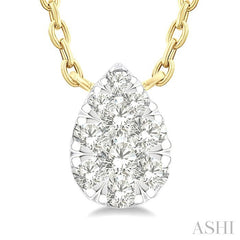 ASHI Pear Shape Lovebright Petite Diamond Fashion Pendant 643T8PPTGPDYG-PR