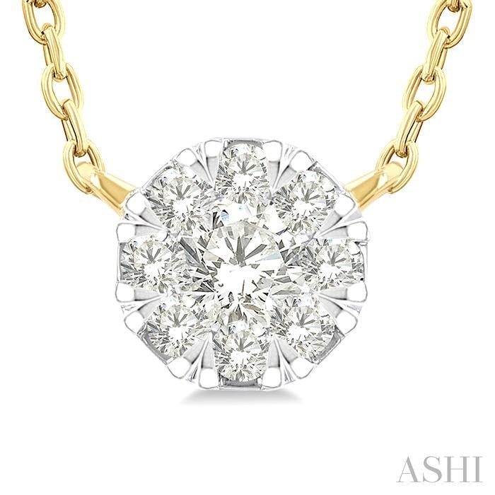 ASHI Round Shape Lovebright Petite Diamond Fashion Pendant 643T8PPTGPDYG-RD