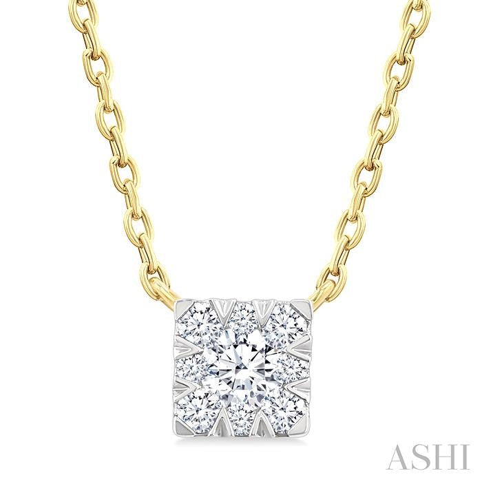 ASHI Princess Shape Lovebright Petite Diamond Fashion Pendant 643T8PPTGPDYG-SQ