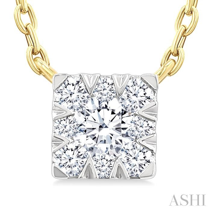 ASHI Princess Shape Lovebright Petite Diamond Fashion Pendant 643T8PPTGPDYG-SQ
