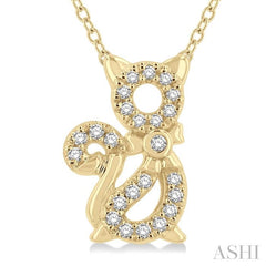 ASHI Cat Petite Diamond Fashion Pendant 644E8PPTSPDYG