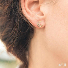 ASHI Crescent Moon & Star Petite Diamond Fashion Earrings 644F8PPTSERYG