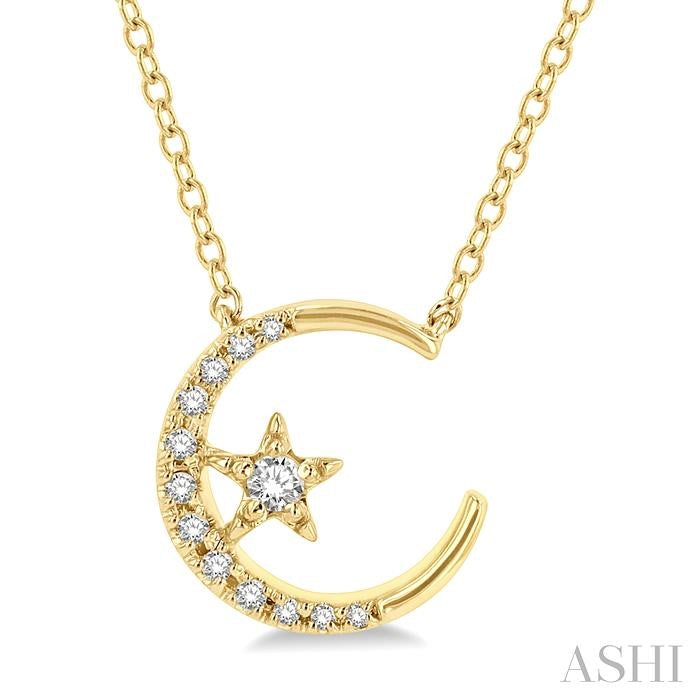 ASHI Crescent Moon & Star Petite Diamond Fashion Pendant 644F8PPTSPDYG