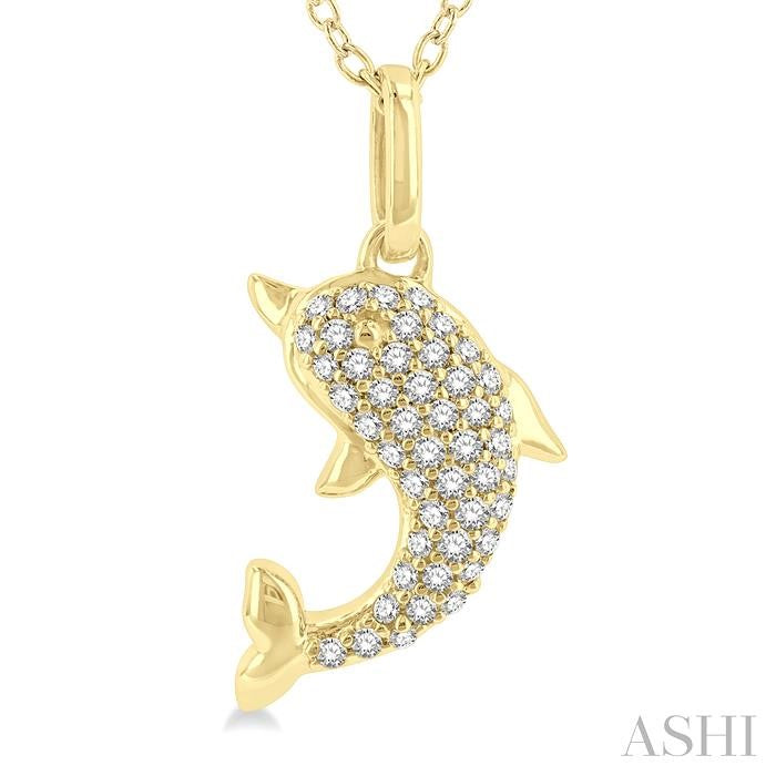 ASHI Dolphin Petite Diamond Fashion Pendant 644K8PPTSPDYG
