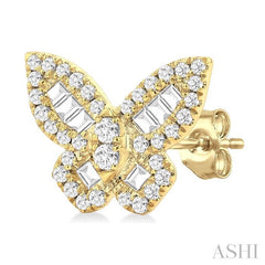 ASHI Butterfly Petite Baguette Diamond Fashion Earrings 644Q3PPFGERYG