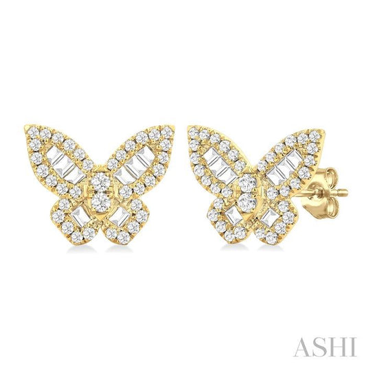 ASHI Butterfly Petite Baguette Diamond Fashion Earrings 644Q3PPFGERYG