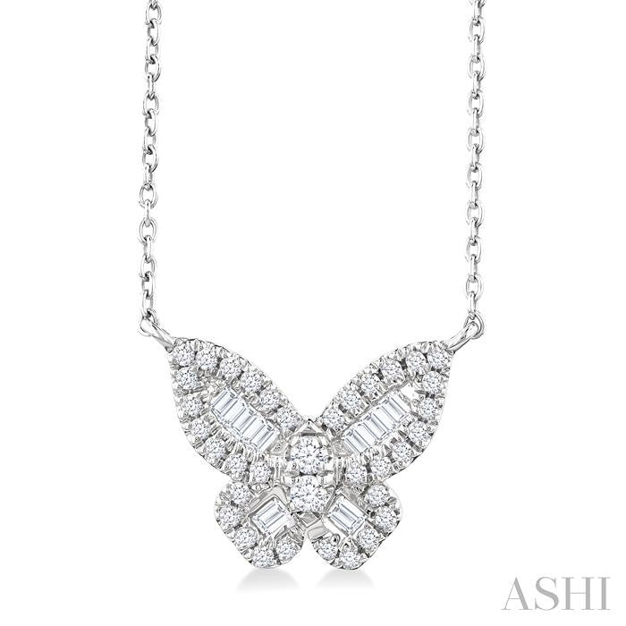 ASHI Butterfly Petite Baguette Diamond Fashion Pendant 644Q5PPFGPDWG