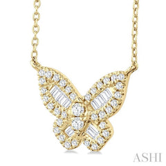 ASHI Butterfly Petite Baguette Diamond Fashion Pendant 644Q5PPFGPDYG