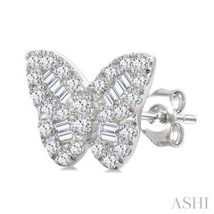 ASHI Butterfly Petite Baguette Diamond Fashion Earrings 644Q6PPTGERWG