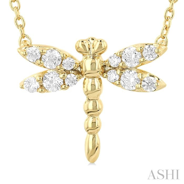 ASHI Dragonfly Petite Diamond Fashion Pendant 644R8PPTGPDYG