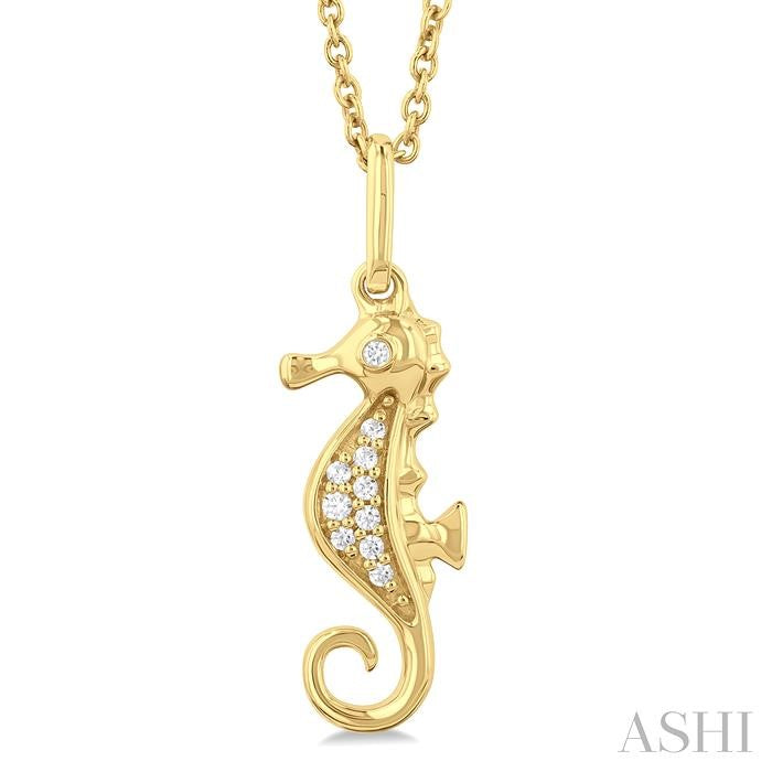 ASHI Seahorse Petite Diamond Fashion Pendant 644S9PPTSPDYG
