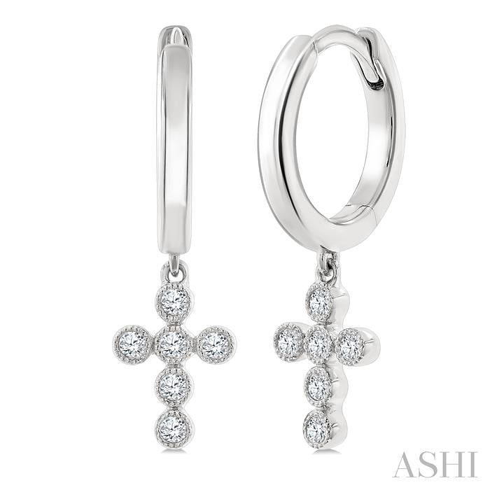 ASHI Cross Petite Diamond Huggie Fashion Earrings 644V8PPTSERWG
