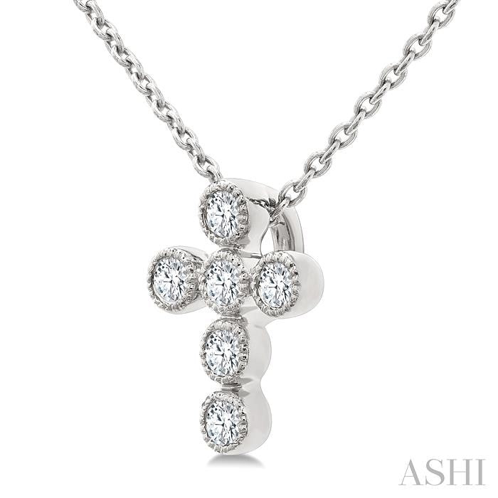 ASHI Cross Bezel Set Petite Diamond Fashion Pendant 644V9PPTGPDWG