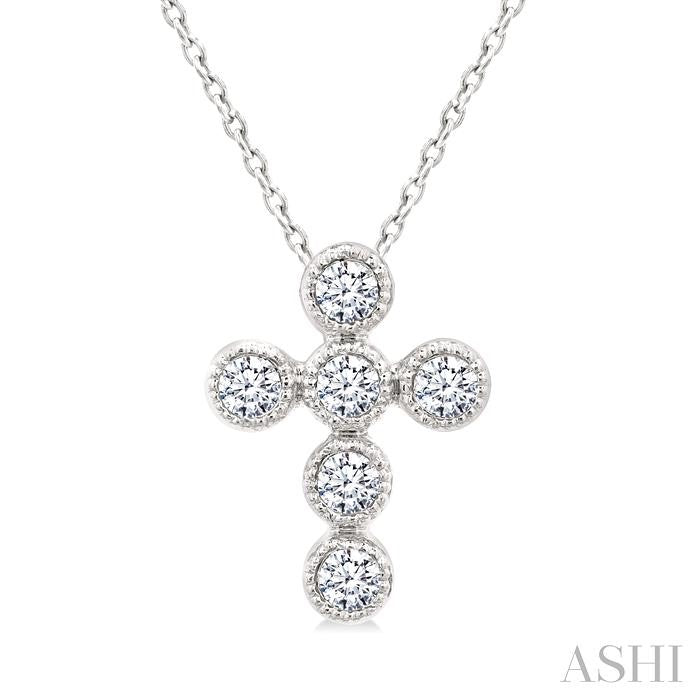 ASHI Cross Bezel Set Petite Diamond Fashion Pendant 644V9PPTGPDWG