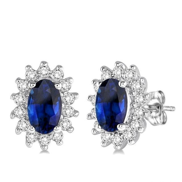 Parkplace Jewelers Oval Shape Gemstone & Halo Diamond Earrings 58568PPTXERSPWG