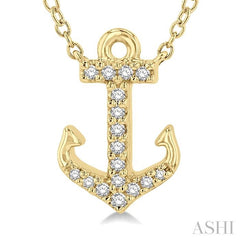 ASHI Anchor Petite Diamond Fashion Pendant 645C8PPFSPDYG