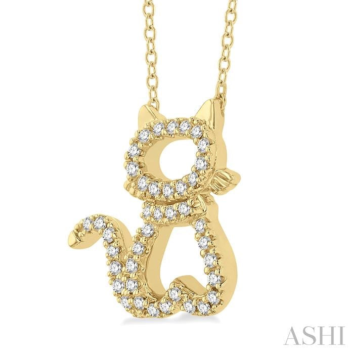 ASHI Cat Petite Diamond Fashion Pendant 645E8PPTSPDYG