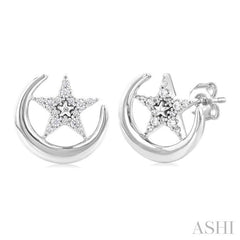 ASHI Crescent Moon & Star Petite Diamond Fashion Earrings 645F8PPTSERWG