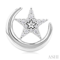 ASHI Crescent Moon & Star Petite Diamond Fashion Earrings 645F8PPTSERWG