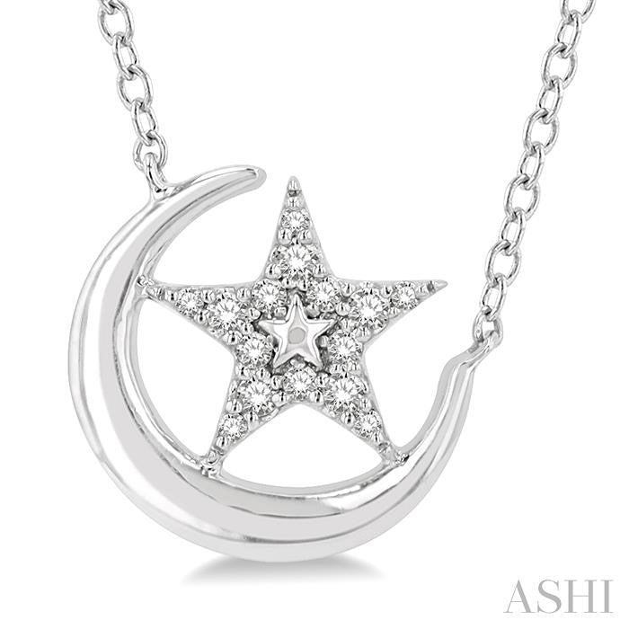 ASHI Crescent Moon & Star Petite Diamond Fashion Pendant 645F8PPTSPDWG