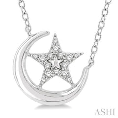 ASHI Crescent Moon & Star Petite Diamond Fashion Pendant 645F8PPTSPDWG