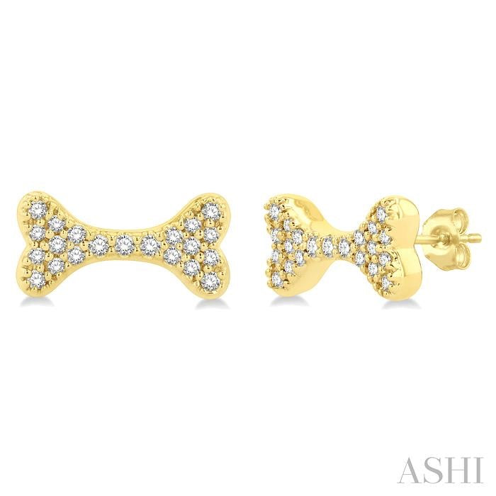 ASHI Dog Bone Petite Diamond Fashion Earrings 645H8PPTSERYG