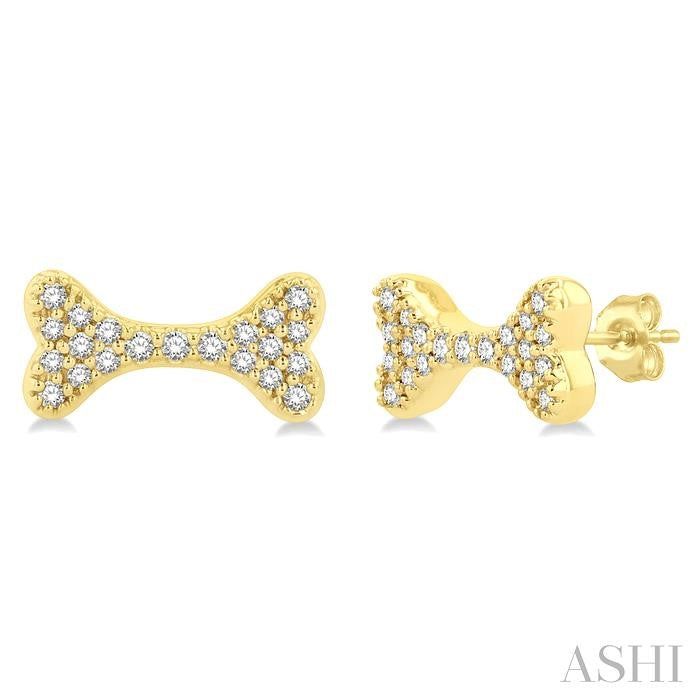 ASHI Dog Bone Petite Diamond Fashion Earrings 645H8PPTSERYG