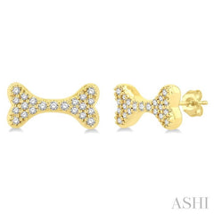 ASHI Dog Bone Petite Diamond Fashion Earrings 645H8PPTSERYG