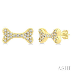 ASHI Dog Bone Petite Diamond Fashion Earrings 645H8PPTSERYG