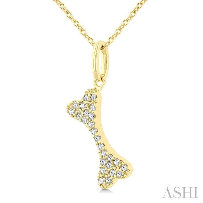 ASHI Dog Bone Petite Diamond Fashion Pendant 645H8PPTSPDYG