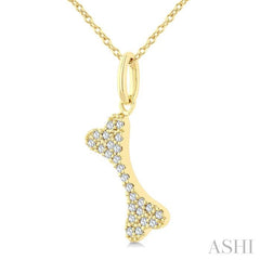 ASHI Dog Bone Petite Diamond Fashion Pendant 645H8PPTSPDYG