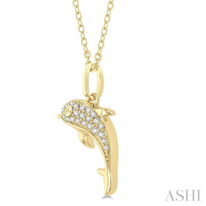 ASHI Dolphin Petite Diamond Fashion Pendant 645K9PPTSPDYG