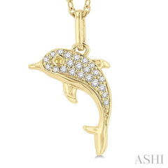 ASHI Dolphin Petite Diamond Fashion Pendant 645K9PPTSPDYG