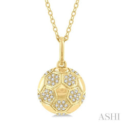 ASHI Soccer Ball Petite Diamond Fashion Pendant 645N8PPTSPDYG