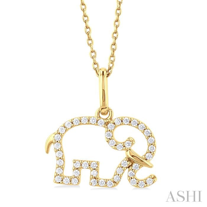 ASHI Elephant Petite Diamond Fashion Pendant 645R8PPTSPDYG