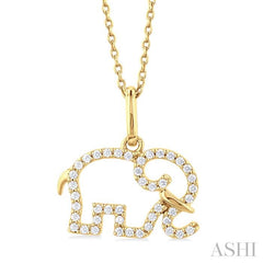 ASHI Elephant Petite Diamond Fashion Pendant 645R8PPTSPDYG
