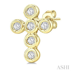 ASHI Cross Bezel Set Petite Diamond Fashion Earrings 645V8PPTSERYG