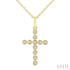 ASHI Cross Bezel Set Petite Diamond Fashion Pendant 645V8PPTSPDYG