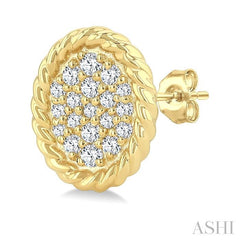 ASHI Pave-Set Oval Shape Rope Diamond Fashion Earrings 645W7PPTGERYG-OV