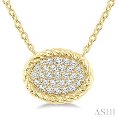 ASHI Pave-Set Oval Shape Rope Diamond Fashion Pendant 645W7PPTGPDYG-OV